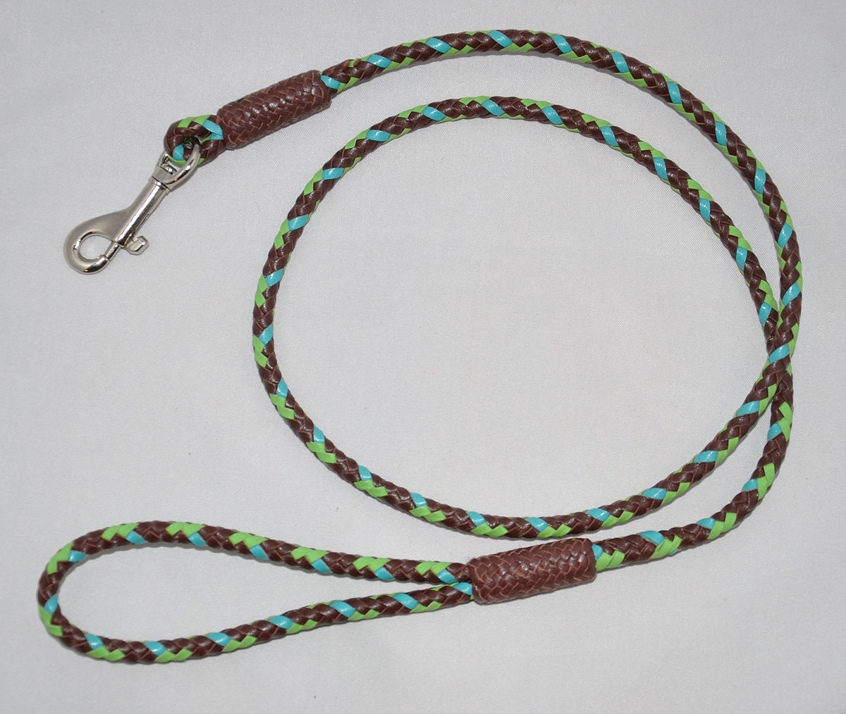  8 strands - brown, turquoise and lime 