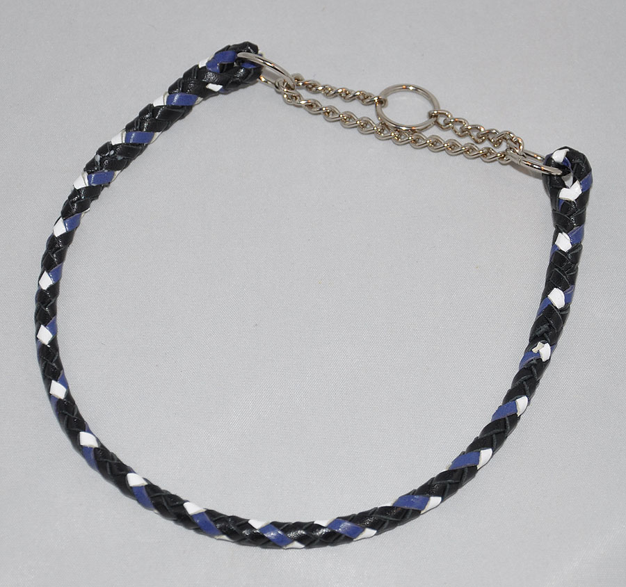  6 strands - black, blue and white 