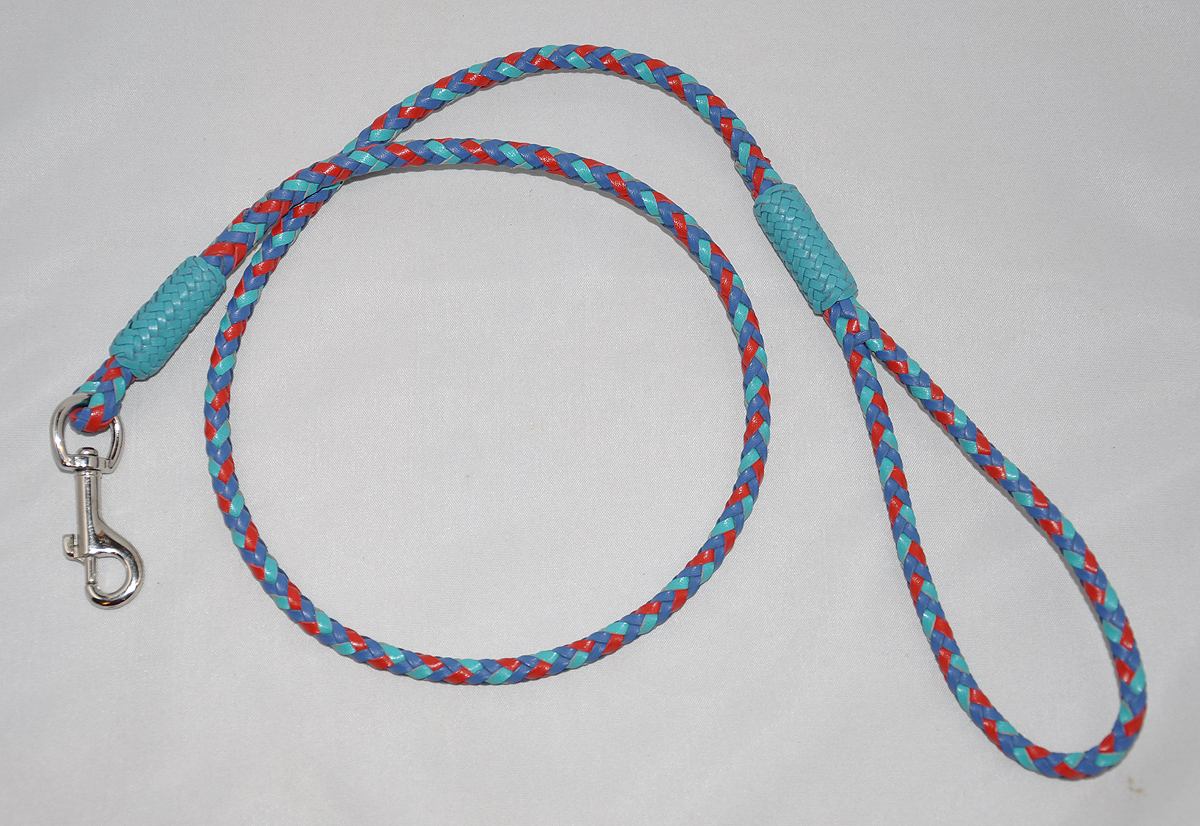  8 strands - cornflower blue, turquoise and red 