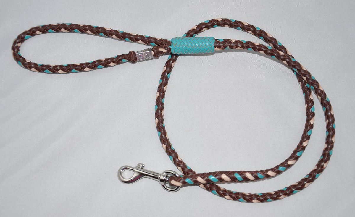  8 strands - brandy, turquoise and natural tan 